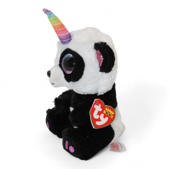 TY Beanie Boos Paris Panda Plush Unicorn Horn Birthday March 12 Sparkly Eyes Col - Picture 6 of 7